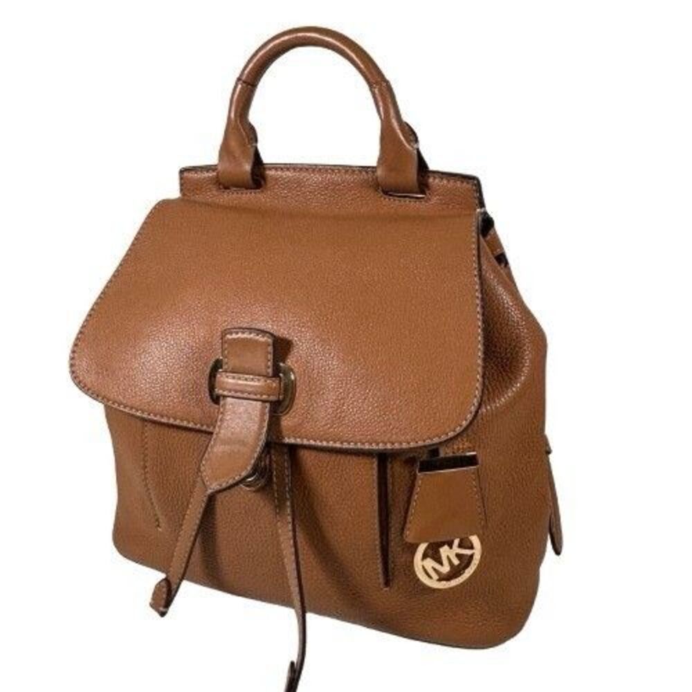 Michael Kors Romy Acorn Brown Pebbled Leather Medium Backpack Handbag - Picture 3 of 16
